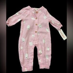 Cat & Jack Pink Baby Onesie with Ghost Design 0-3 Months
